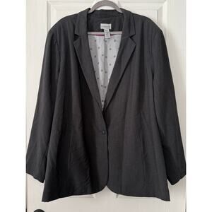 Catherines Women's Gray Single Button Blazer Jacket 4X- 30/32W